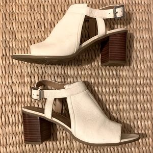 Franco Sarto - Leather Ankle Open-Toed Heel. Color is White. Size 8 1/2.